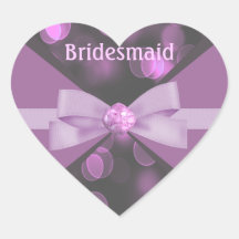 Rosy Pink Bokeh Lights, Ribbon & Bow Wedding Sticker