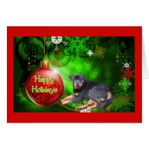 Rottweiler Christmas Card Happy Holidays Ball
