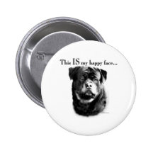 Rottweiler Happy Face - Button