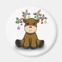 Roudolf with Coloured Stars Fridge Magnets