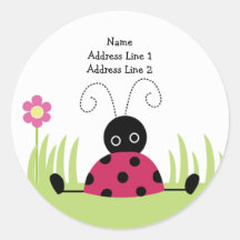 ROUND ADDRESS LABELS Little Ladybug Stickers