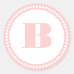 Round Dot Frame Monogram Template in Pink Sticker