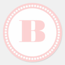 Round Dot Frame Monogram Template in Pink Sticker