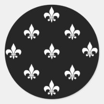 Round Fleur de Lis Stickers WHITE