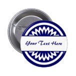 Round Flower - Dark Blue Pinback Buttons