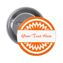 Round Flower - Orange Pinback Buttons