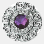 Round Silver and Amethyst Print Sticker