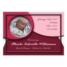 Rounded Dark Pink Birth Announcements