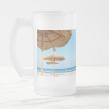 Row-of-beach-umbrellas BEACH GRASS UMBRELLAS OCEAN Mug