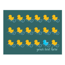 row of cute ducks card postcard