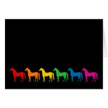 Row of Rainbow Colour Horses Cards
