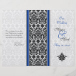 Royal Blue and Black Damask Wedding Program Custom Flyer