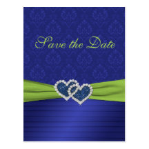 Royal Blue and Chartreuse Save the Date Postcard