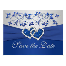 Royal Blue and Silver Save the Date Card Postcards