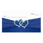 Royal Blue and White Joined Hearts Placecards Business Card