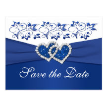 Royal Blue and White Save the Date Card Post Cards