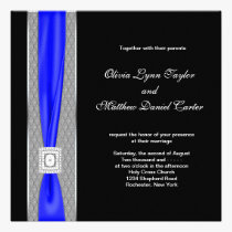 Royal Blue Black Blue Bow Wedding invitations