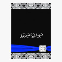 Royal Blue Black Lace RSVP invitations
