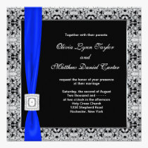 Royal Blue Black Lace Wedding invitations