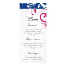 Royal Blue/Fuchsia Swirl Wedding Rack Card Template
