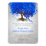 Royal Blue Heart Leaf Tree Wedding Invites