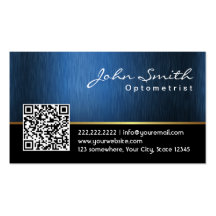Royal Blue QR code Optometrist Business Card
