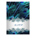 Royal Blue Silver Indian Peacock Wedding RSVP Announcement
