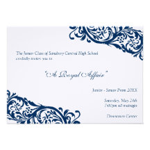 Royal blue traditional  junior formals senior prom custom invite