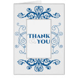Royal Blue Vintage Swirls Wedding Thank You Greeting Cards