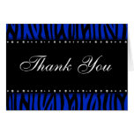 Royal Blue Zebra Printed Diamonds Thank You Cards