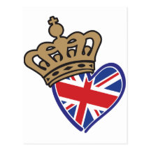 Royal Crowm UK Heart Flag Post Card