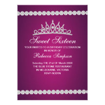 Royal Pink Tiara Birthday Invitation