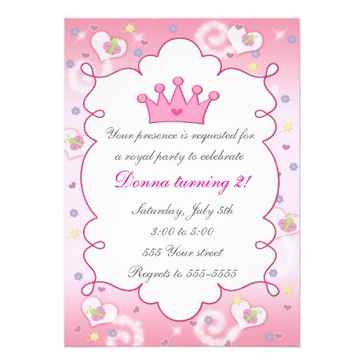 Royal princess birthday or baby shower invitation