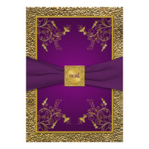 Royal Purple and Gold 90th Birthday Invitation