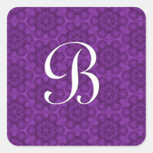 Royal Purple and White Monogram Square B563 Square Sticker