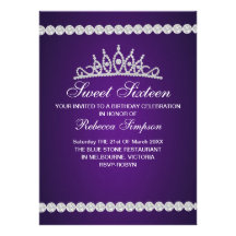 Royal Purple Tiara Birthday Invitation