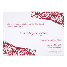 Royal red traditional  junior formals senior prom personalized invites