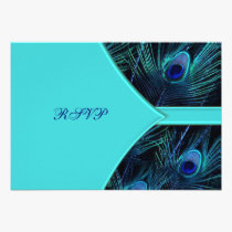 Royal Teal Blue Peacock  Wedding RSVP invitations