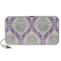 royale regal purple grey and cream damask design iPhone speaker