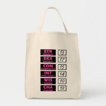 RPG Ability Score (Black & Pink) Tote Bag