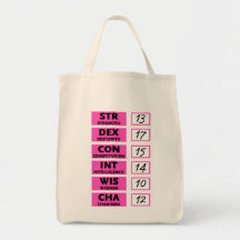 RPG Ability Score (Pink & Black) Bag