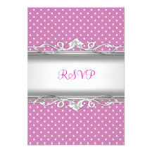 RSVP 21st Birthday Elegant Pink White spot Silver Personalized Invitations
