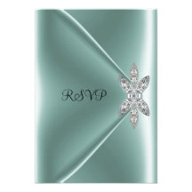 RSVP 21st Birthday Party Mint Green Silk Diamond Personalized Invitation