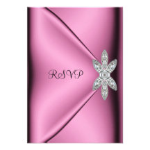 RSVP 21st Birthday Party Pink Silk Diamond Jewel Personalized Invitations