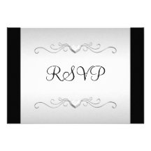 RSVP Black Silver Love Hearts All Events Custom Invitation