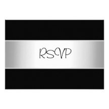 RSVP Card All Events Elegant Black Light Silver Invitation