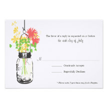 RSVP Card  Wild Flowers & Mason Jar Personalised Invites