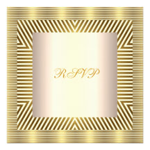 RSVP Engagement Glamour Gold & Cream Stripes Invitation