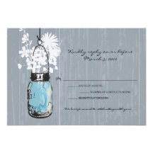 RSVP Rustic Hanging Mason Jar Wedding Invite