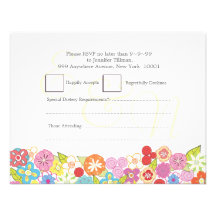 RSVP Wedding Monogram Summer Spring Flowers Cards Personalized Invitations